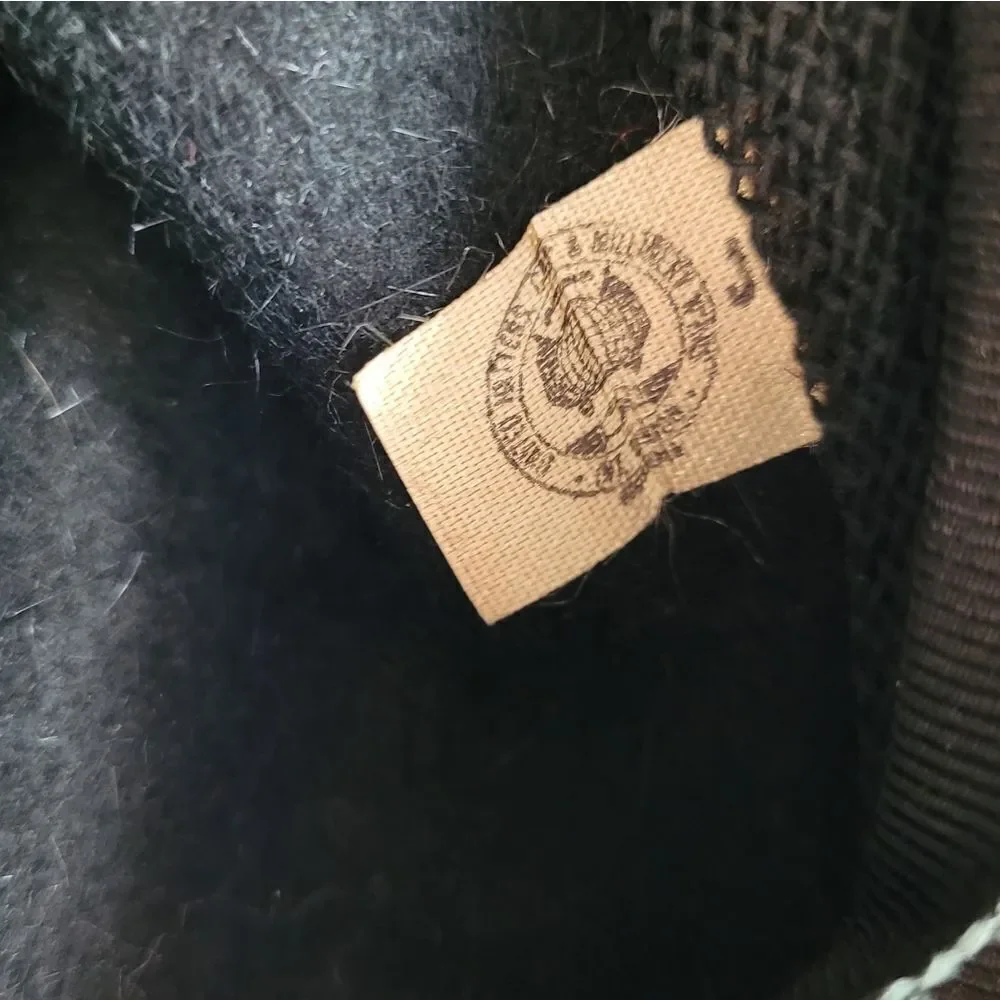 VINTAGE 50s Musketeer black furry flat top fedora‎ rolled brim bucket hat - Picture 6 of 8